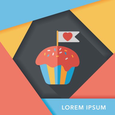 ? Uzun Gölge, eps10 ile Sevgililer günü cupcake düz simgesi?