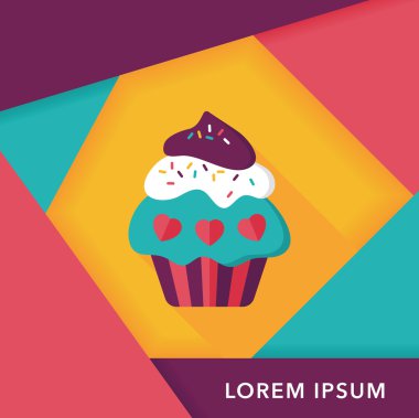 Uzun Gölge, eps10 ile Sevgililer günü cupcake düz simgesi