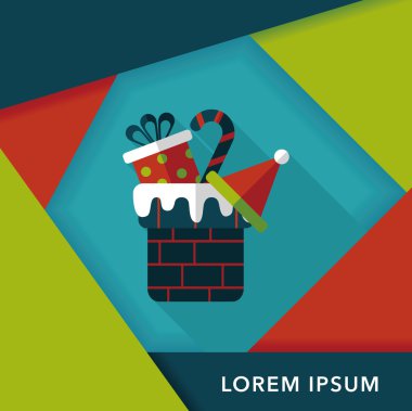 Noel hediyeleri düz simgesi ile uzun gölge, eps10