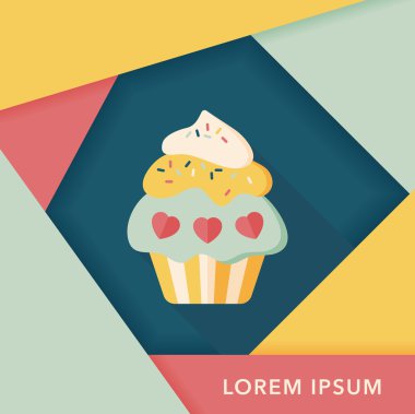 Uzun Gölge, eps10 ile Sevgililer günü cupcake düz simgesi