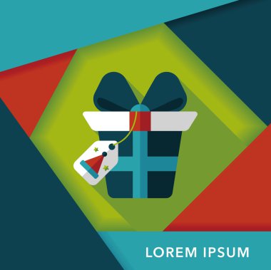 Noel hediye düz simgesi ile uzun gölge, eps10