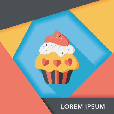 Uzun Gölge, eps10 ile Sevgililer günü cupcake düz simgesi