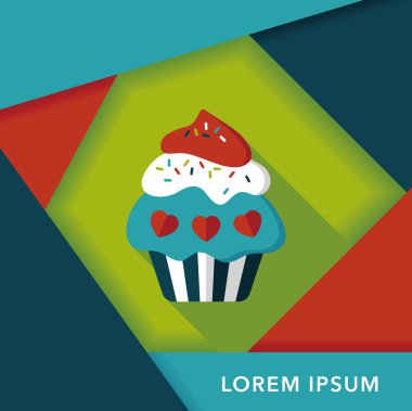 Uzun Gölge, eps10 ile Sevgililer günü cupcake düz simgesi