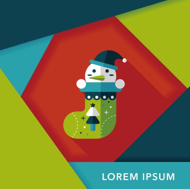calcetín de Navidad icono plana con sombra, eps10