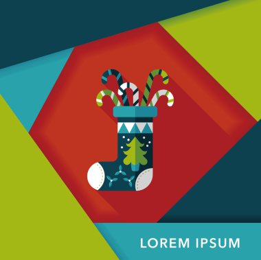 calcetín de Navidad icono plana con sombra, eps10