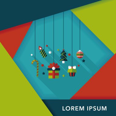 Noel uzun gölge, eps10 ile düz simgesi asılı