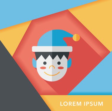 Uzun gölgeli Noel çocuğu düz ikonu, eps10