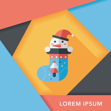 calcetín de Navidad icono plana con sombra, eps10