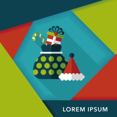 Noel hediye düz simgesi ile uzun gölge, eps10