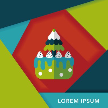 Noel kek düz simgesi ile uzun gölge, eps10