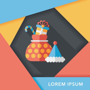 Noel hediye düz simgesi ile uzun gölge, eps10