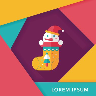 calcetín de Navidad icono plana con sombra, eps10