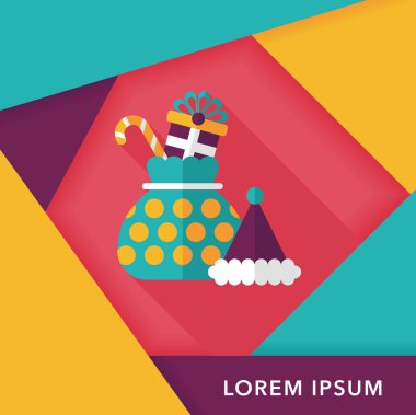 Noel hediye düz simgesi ile uzun gölge, eps10