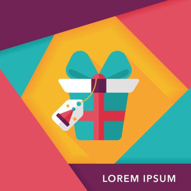 Noel hediye düz simgesi ile uzun gölge, eps10