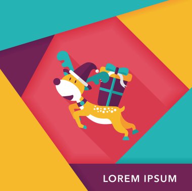 Ren geyiği ile uzun gölge, eps10 düz simgesi