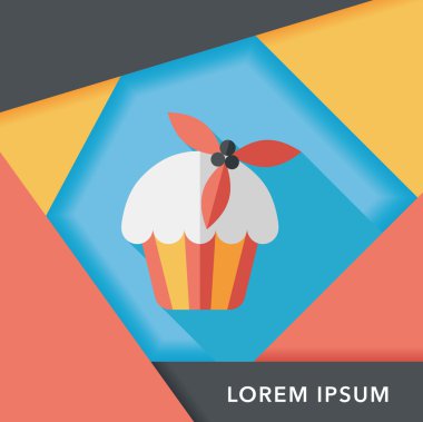 Noel kek düz simgesi ile uzun gölge, eps10