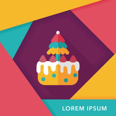 Noel kek düz simgesi ile uzun gölge, eps10