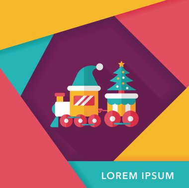 Noel tren oyuncak düz simgesiyle uzun gölge, eps10