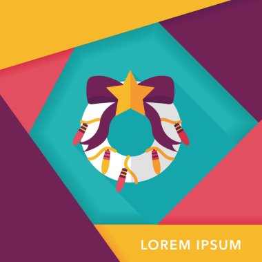 Uzun Gölge, eps10 ile Noel holly çelenk düz simgesi