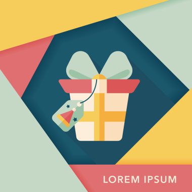 Noel hediye düz simgesi ile uzun gölge, eps10