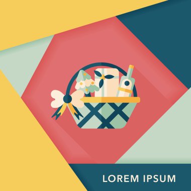 Boże Narodzenie prezent kosz płaski ikona z długim cieniem, eps10