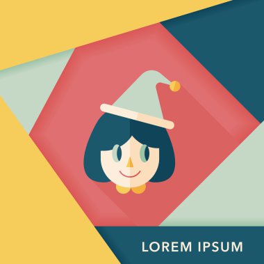 Noel kızı düz simgesi ile uzun gölge, eps10