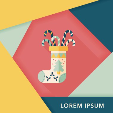 calcetín de Navidad icono plana con sombra, eps10