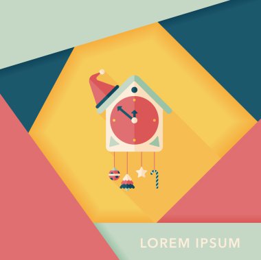 guguklu saat düz simgesi ile uzun gölge, eps10