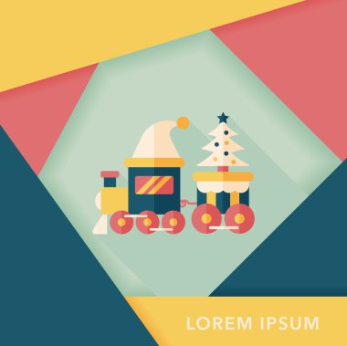 Noel tren oyuncak düz simgesiyle uzun gölge, eps10