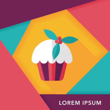 Noel kek düz simgesi ile uzun gölge, eps10