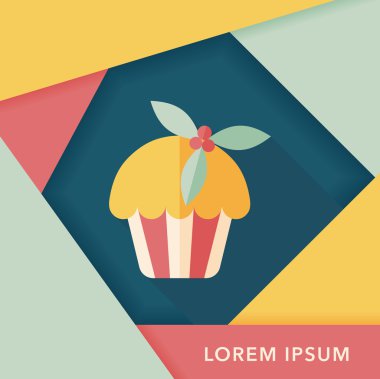 Noel kek düz simgesi ile uzun gölge, eps10