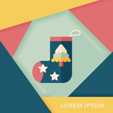 calcetín de Navidad icono plana con sombra, eps10