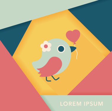 Düğün kuş düz simgesi ile uzun gölge, eps10