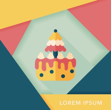 Noel kek düz simgesi ile uzun gölge, eps10