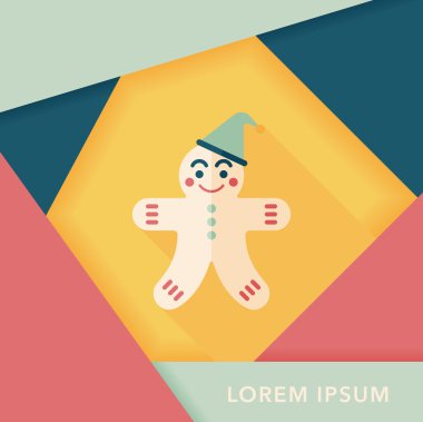 Zencefilli kurabiye adam düz simgesi ile uzun gölge, eps10