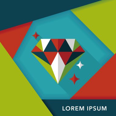 Elmas yüzük düz simgesi ile uzun gölge, eps10 teklif