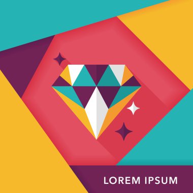 Elmas yüzük düz simgesi ile uzun gölge, eps10 teklif