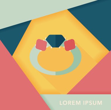 Elmas yüzük düz simgesi ile uzun gölge, eps10 teklif