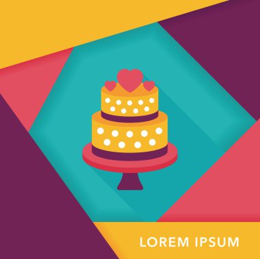 Düğün pastası uzun gölge, eps10 düz simgesiyle