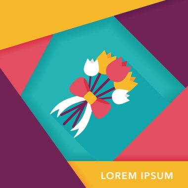 Düğün Çiçek düz simgesi ile uzun gölge, eps10