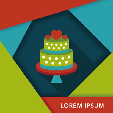Düğün pastası uzun gölge, eps10 düz simgesiyle
