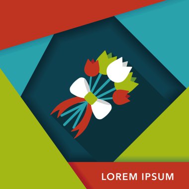 Düğün Çiçek düz simgesi ile uzun gölge, eps10