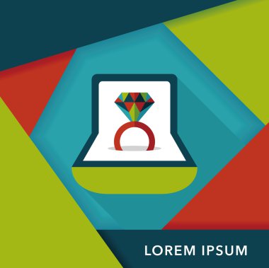 Elmas yüzük düz simgesi ile uzun gölge, eps10 teklif