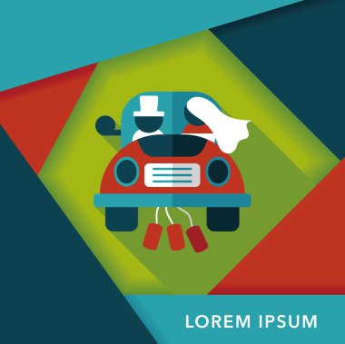 Düğün Çift düz simgesi ile uzun gölge, eps10