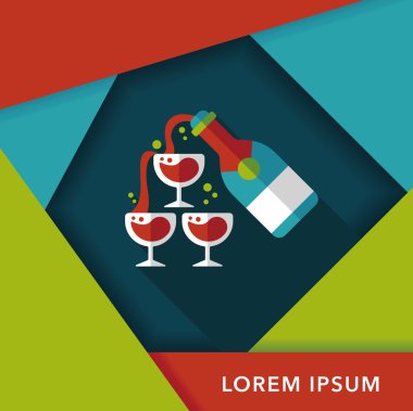 düğün şampanyası uzun gölgeli düz ikon, eps10