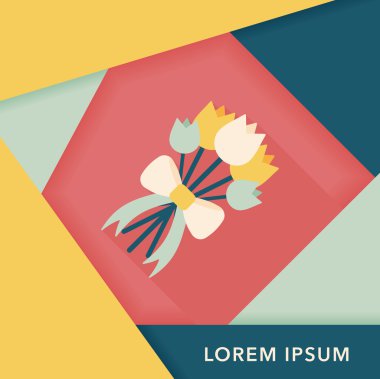 Düğün Çiçek düz simgesi ile uzun gölge, eps10