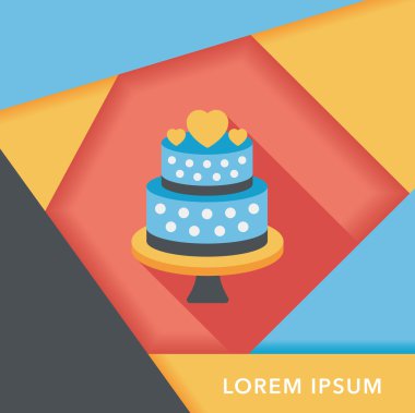 Düğün pastası uzun gölge, eps10 düz simgesiyle