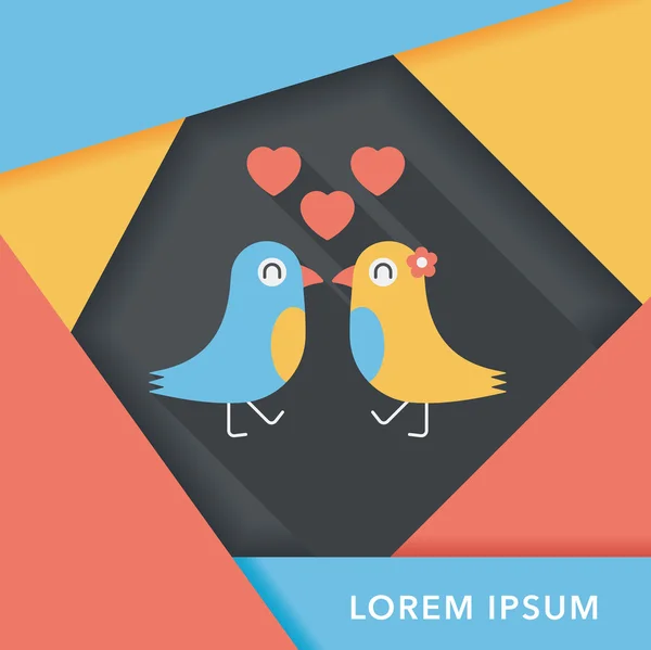 Valentinstag Liebhaber Vogel flache Ikone mit langem Schatten, Eps10 — Stockvektor