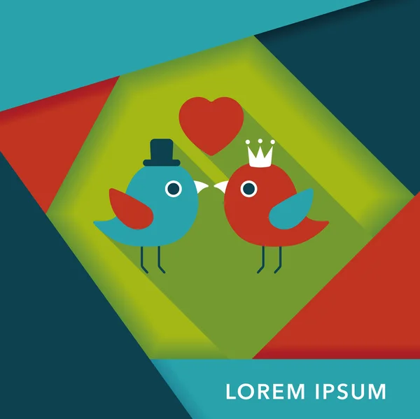 Valentine's Day lover bird flat icon with long shadow, eps10 — Image vectorielle