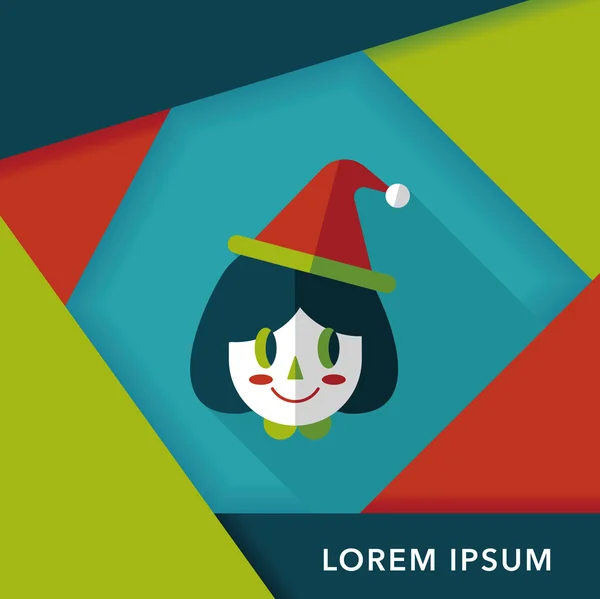 Christmas girl flat icon with long shadow, eps10 — стоковый вектор